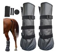 2PCS Horse Boots Reusable PVC Hoof Shoes with Adjustable Strap Horse Ice Boots for Soaking Wounds Infections, 20x8in, Black Pet Supplies..