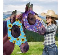 2pcs Horse Fly Mask with Ear Breathable Fine Mesh for Eye Protection from Insect Pests and UV Protection Covering for Horses Riding Supplies