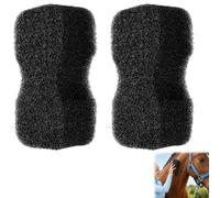 2Pcs Horse Grooming Sponge, Black Sponge Block for Large Dog and Cat Cleaning Massaging and Bathing Soft and Durable, Perfect for Horse Care