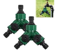 2PCS Hose Splitter 2 Way,Y-Splitters Connection with Individual On/Off Valves,Double Outlet Garden Tap,Hose Pipe Connectors,for Outdoor Garden Irrigation, Fits Standard Taps
