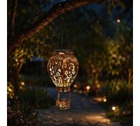 2PCS Hot Air Balloon Solar Lantern, Waterproof Outdoor Solar-Powered Hanging Solar Lantern, Hanging Decorative Outdoor Lamp for Garden Patios & Pathway, Hollow Projection Flame for Patio Fence Path