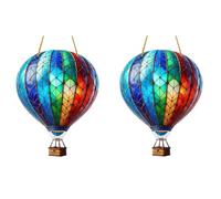 2PCS Hot Air Balloon Sun Catcher with Lanyard, 2D Flat Acrylic Hot Air Balloon Shape Decoration for Garden, Hangable Sun Catcher, 20x15.5cm Cute Colorful Window Pendant, Wall Decoration