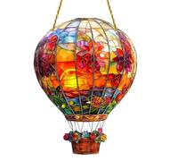 2PCS Hot Air Balloon Window Decorations Flat Hot Air Balloon Stained Sun Catcher Hanging Acrylic Solar Lanterns for Outside Window Home