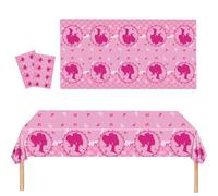 2Pcs Hot Pink Bar-bie Table Cloth Girls Party Tablecover,137*274cm Plastic Waterproof Party Tablecloth Dinning Table Decorations for Kids Girls Birthday Wedding Picnic Baby Shower Party Supplies