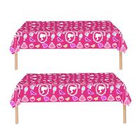2Pcs Hot Pink Plastic Tablecloth,Bar-bie Table Cloth Birthday Party Disposable Tablecloth,137*274cm Rectangle Plastic Table Cover Party Tableware Table Cloth for Girls Boys Baby Shower Party Supplies
