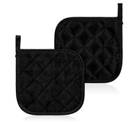 2pcs Hot Pot Holders for Kitchen Cotton Oven Heat Resistant Potholder 17cm/6.69inch Large Pot Holders Coasters Baking Square Oven Mitts for Kitchen and Baking Hot Pots Holder for Kitchens (Black)