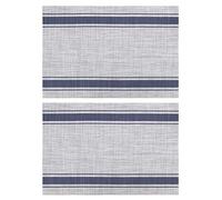 2Pcs Household Stripe-Type PVC Tableware Pad Heat Insulation Placemat Table Mat Decoration (Blue)