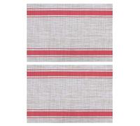 2Pcs Household Stripe-Type PVC Tableware Pad Heat Insulation Placemat Table Mat Decoration (Red)