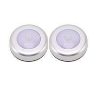 2Pcs Human Body Induction Cabinet Lights LED Induction Small Round Light Cabinet,Wardrobe,Bedroom Emergency Tapping Light (White Light)