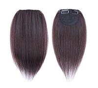 2pcs Human Hair Instantly Clip in Crown Topper Hairpiece for Adding Hair Volume, Black