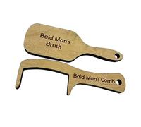 2Pcs Humorous Funny Hairless Combing Brush Unique Wooden No Bristle Hair Brush Joke Pranks Bald Man Comb for Polishing Shining