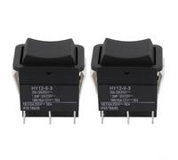 2PCS HY12-9-3 On Off On Rocker Switch, 20A 125/250V 6Pin Momentary Pushbutton Switch for Industrial Electrical Equipment, Black