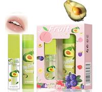 2PCS Hydrating Lip Balm & Lip Oil Gloss Set - Moisturising Care Kit with Fruity Flavours Clear Non-Sticky Shine Lightweight Makeup Gift Set for Daily Use Beauty Routine in Gift Packaging (Avocado)