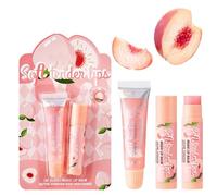 2PCS Hydrating Lip Oil & Gloss Duo Set for Dry Chapped Lips - Moisturising Overnight Balm with Nourishing Glow Non Sticky Care Gift Set for Women Girls Winter Hydration (Peach)