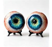 2pcs Hyper-Realistic Monster Eye Decor Scary Realistic Eyeball FigurineCreepy Realistic Eyeball Sculpture, Unique Horror Gift for Halloween for Alternative Home Aesthetics (Cyan)