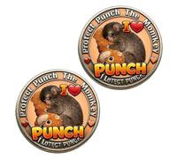 2Pcs I Love Punch Monkey Commemorative Coin Multi-Color Double-Sided Souvenir Coin Emotional Support Collection Gift for Friends Family A