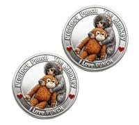 2Pcs I Love Punch Monkey Commemorative Coin Multi-Color Double-Sided Souvenir Coin Emotional Support Collection Gift for Friends Family F