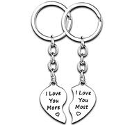 2PCs I Love You Keyring - Couples Anniversary Wedding Gift - His and Hers Keychain for Boyfriend Girlfriend (I Love You More, Most)