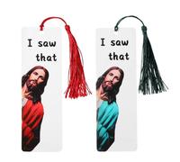 2pcs I Saw That Jesus Bookmark, Funny Peeking Jesus Bookmark Christian Book Marks with Tassel for Women Men Readers Book Lovers