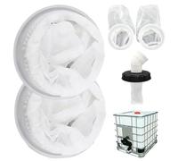 2PCS IBC Lid Filter 8 Inch Stretchy Nylon Mesh Rain Water Filter for IBC Tote Container Rainwater Tank Fish Pond Barrel Outdoor Water Collection