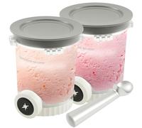 2PCS Ice Cream Containers,Lid PE Cup PC Base ABS and Silicone Thickened Edge Insulation Delays Melting Dishwasher Cleaning for Milkshakes,Smoothies,Jellies and Other Frozen Desserts,With An Spoon