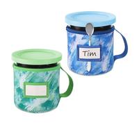2pcs Ice Cream Neoprene Sleeves, Tie-Dye Print Reusable Insulated Insulator Cup Cover for Ninja Creami Pint Deluxe Container Part with Handle Spoon Holder and Name Plate Accessories(24oz, B+D Style)