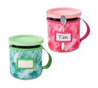 2pcs Ice Cream Neoprene Sleeves, Tie-Dye Print Reusable Insulated Insulator Cup Cover for Ninja Creami Pint Deluxe Container Part with Handle Spoon Holder and Name Plate Accessories(24oz, A+B Style)