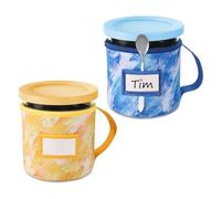 2pcs Ice Cream Neoprene Sleeves, Tie-Dye Print Reusable Insulated Insulator Cup Cover for Ninja Creami Pint Deluxe Container Part with Handle Spoon Holder and Name Plate Accessories(24oz, C+D Style)