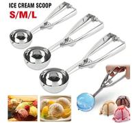 2PCS Ice Cream Scoop Scooper Mash Potato Cookie Dough Stainless Steel Spoons 4cm 6cm - L
