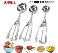 2PCS Ice Cream Scoop Scooper Mash Potato Cookie Dough Stainless Steel Spoons 4cm 6cm - L.