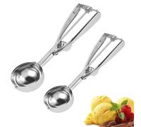 2pcs Ice Cream Scoop, Stainless Steel Ice Cream Scoop with Trigger, Cookie Scoop, Icecream Scoop, Potato Scoop for Meatballs, Mellon Balls, Mashed Potatoes and Muffins（4 cm with 6 cm）