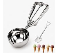 2PCS Ice Cream Scoop with Trigger, 6cm Large Scoop and Square Head Scoop for Baking, Stainless Steel Ice Cream Scoop with Easy Release Mechanism, Ideal for Cookie Dough