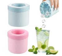 2Pcs Ice Cube Moulds, Ice Maker for Freezer, Half Cup Silicone Freezer Tray, Clear Ice Cube Maker for Cocktails and Whiskey, Portable Ice Cube Box for Travel and Mini Fridges