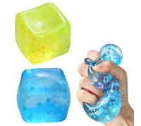 2Pcs Ice Cube Squishy Ice Cube Stress Ball Sensory Fidget Stress Cube Fidget Stress Ball for Kids Adults, Stress Relief Hand Toys, Party Favors Classroom Prizes
