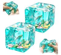 2Pcs Ice Cube Squishy, Sensory Fidget for Quiet Moments, Two Pack of Soft Blocks for Office and Home Use, Portable Desk Companion