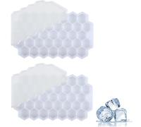 2Pcs Ice Cube Tray, Ice Tray with Lid Silicone Ice Cube Moulds with No-Spill, Flexible Ice Cube Molds Small Ice Cube Trays for Freezer Kitchen Chilled Drinks Whiskey Cocktail (37 Hexagonal White)