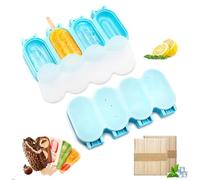 2pcs Ice Lolly Moulds, Silicone Ice Cream Moulds with 2 Lids & 100 Sticks