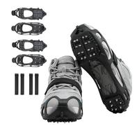 2PCS Ice Snow Grips Crampons Ice Cleats with Micro Spikes for Shoes, 24 Stainless Steel Studs Non-Slip TPE Traction Cleats Slip-on Stretch Overshoe for Hiking Boots, Walking, Fishing and Climbing (L)