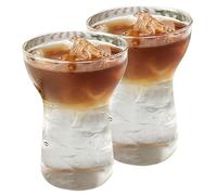 2PCS Iced Coffee Cup 400ml/13oz Glass Coffee Cups Clear Drinking Glasses Slim Waist Dessert Cups
