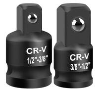 2PCS Impact Socket Adapter and Reducer Set, 1/2" to 3/8" & 3/8" to 1/2" Inch Square Drive Wrench Adapter, CR-MO Steel, for Drill, Breaker Bar, Ratchet Drive, Christmas Stocking Stuffers for Adults