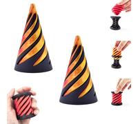 2PCS Impossible Pyramid Passthrough Sculpture, 3D Printed Rotating Spiral Cone Fidget Toy, Pyramid Fidget Toy for Relief of Stress & Anxiety, Mini Vortex Thread Illusion, Pyramid Display Statue (A)
