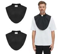 2pcs in Pack Unisex Clergy Black Tab Collar Clerical Bib Collar with Insert White Tab, Black, One size