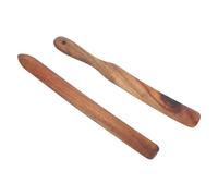2pcs Inch Acacia Wood Sourdough Mixer Tool with Paddle for Bread Dough | Long Handle, Curved Edges, Rounded Whisk Head, One-piece Construction, Non-metal Contact, for Home Baking Preparation