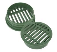 2pcs Inch PVC Drain Grate Cover for Landscaping and Drainage | Green Wide-slot Design, Standard Pipe Fit, Parks and Planter Beds, Rapid Water Flow
