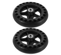 2pcs Inch Wheelchair Replacement Front Caster Wheels with Honeycomb | Rubber and Iron Build, 0.8cm Central Holes, Black Finish for Outdoor Rough Pavements