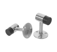 2pcs Inch Zinc Alloy Floor Mounted Door Stopper with Rubber Tip Silver | Tall Design for Wood or Glass Doors, Stable Mounting, Wall Protection, Apartments and Bedrooms