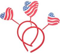 2Pcs Independence Day Headdress Party Headbands Plastic Unique Adorable Red Hair Accessories, Handmade Durable Material, Lightweight Comfortable Design, Adjustable Size, Non-Slip Grip