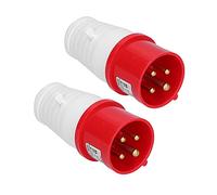 2PCS Industrial Plug Connector, 3 Phase 4 Pin IP44 Industrial Connector Socket, 3P+E 380V-415V 16A Industrial Power Aviation Plug for , Airport, Metallurgy