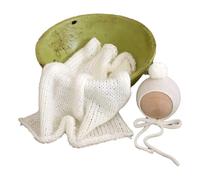 2pcs Infant Photography Outfit Turban and Wrap Set Photo Studio Basket Carpet Baby Photo Shoot Props Shower Supply Toddler Photo Accessories