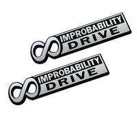 2Pcs Infinite Improbability Drive Emblems 3D Car Badge for Universal Car Truck SUV Vehicle Window Door Chrome
